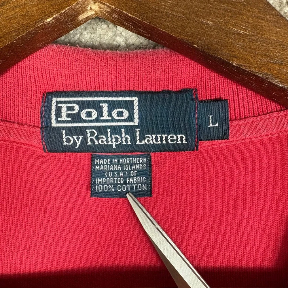 Polo Ralph Lauren Men Large Red Short Sleeve Pique Polo Shirt Blue Pony Logo
